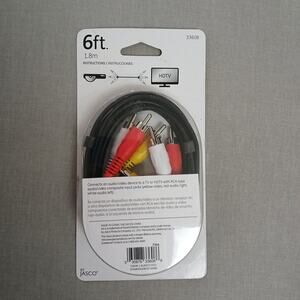 NIB GE 6 ft. Composite Audio/Video Cable Model 33608 AV 1.8m NOS